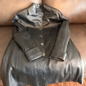 Women’s Leather Excelled Collection, Size M, Black Swing Coat, Like new!